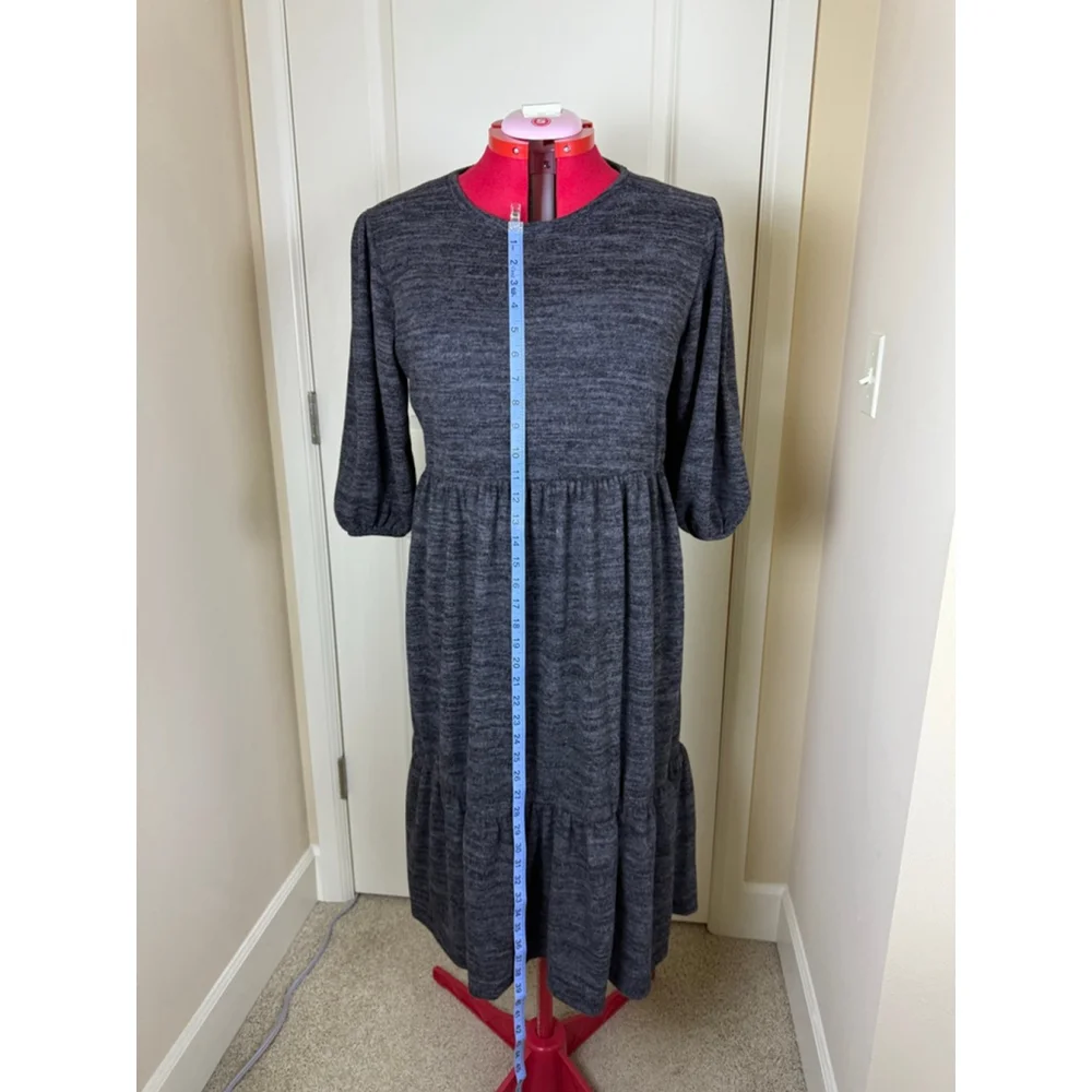 Women's Velvet Torch Grey Marled Tiered Midi Dress XL